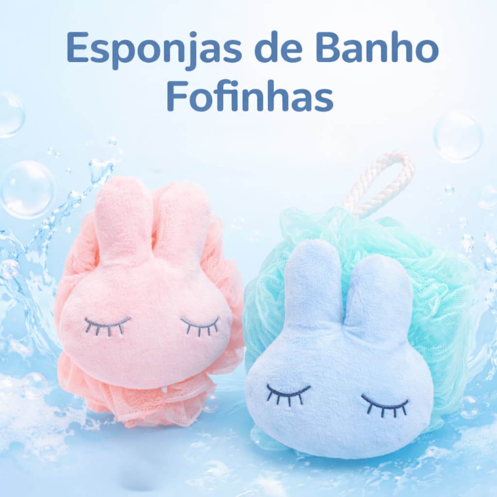 Bucha Macia Esponja de Banho Coelhinho Fofo Super Macia Relaxante Kawaii