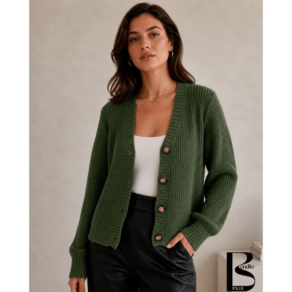 Blusa De Frio Feminina Tricot Casaco Manga Longa Fechamento em Botões Canelado Tricô Moda Inverno