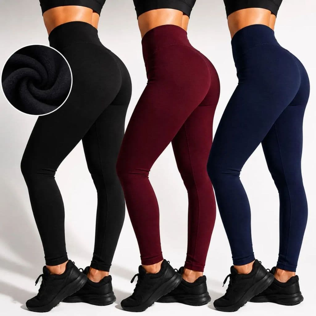 Calças flaneladas Com Elastico na Cintura de malha suplex forradas grossa cintura alta