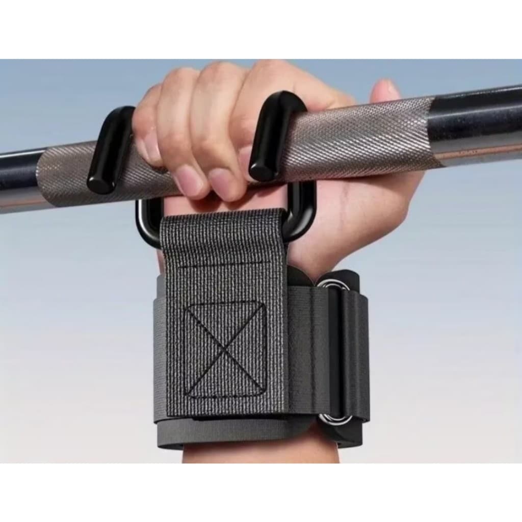 Gancho Strap Grip Profissional Musculação Academia Levantamento Terra Barra Fixa Puxada