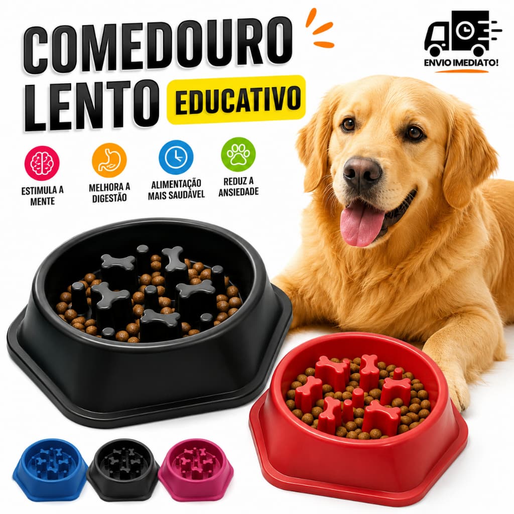 Comedouro Cachorro Lento Educativo Interativo Pote de Ração para Cães Grande Pet