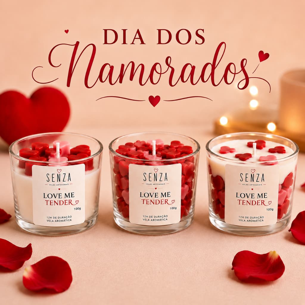 Presente Romantico Vela Arimática Artesanal 100g  Dia dos Namorados