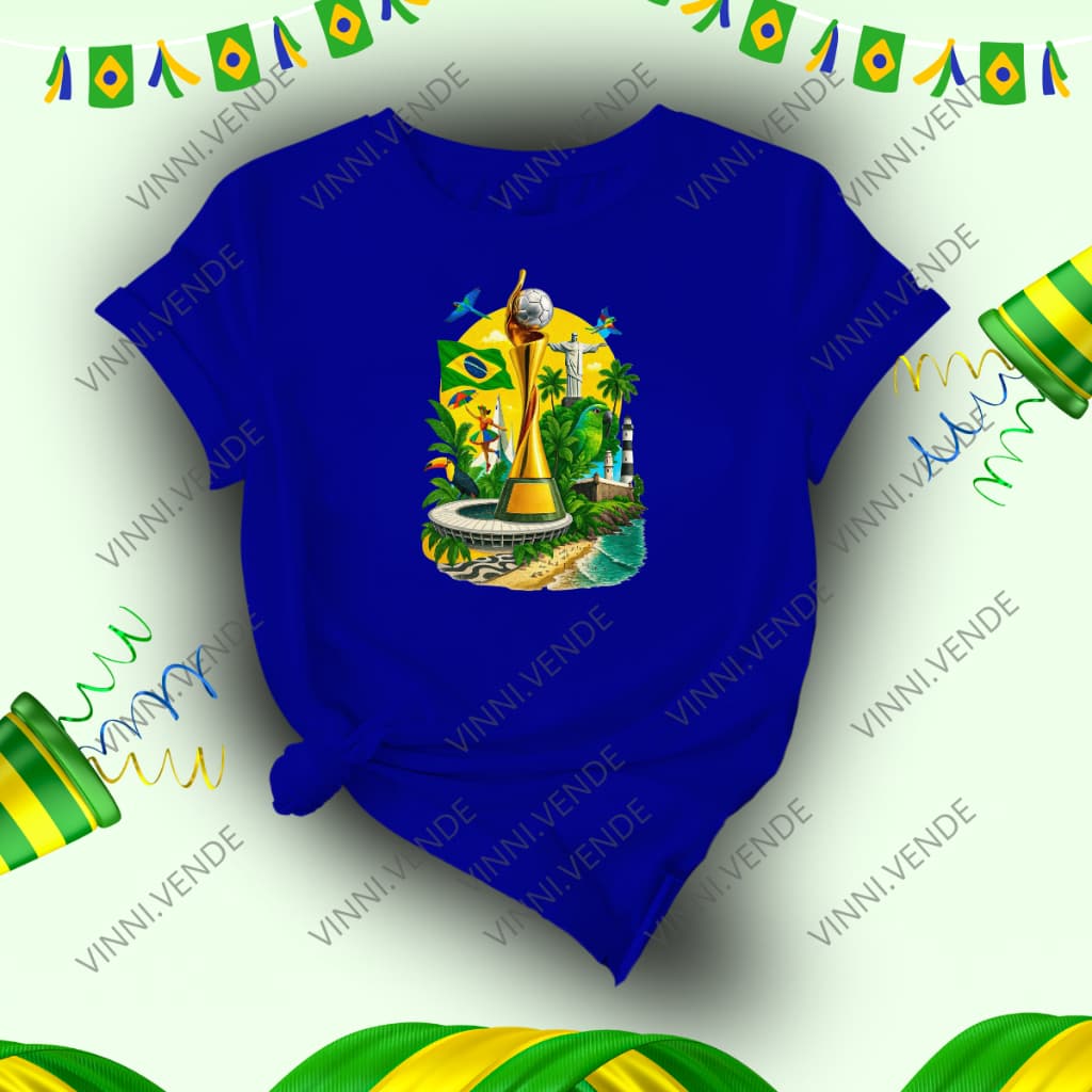 Camiseta Taça Copa Do Mundo Lançamento Hexa Adulto Infantil Kids Blusa 100% Algodão Envio Rápido