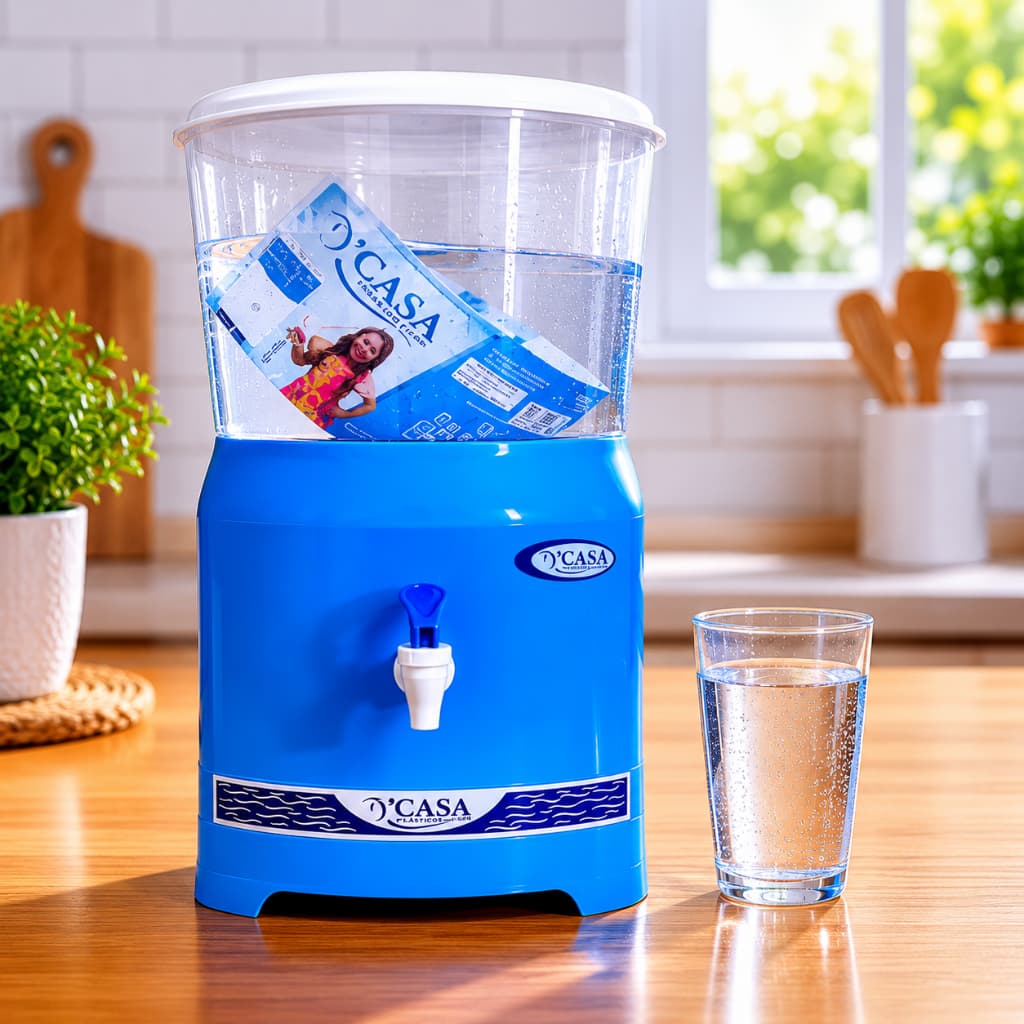 Bebedouro d'Agua Filtro Para Agua Com Cuba De Barro 6L Azul Cristal