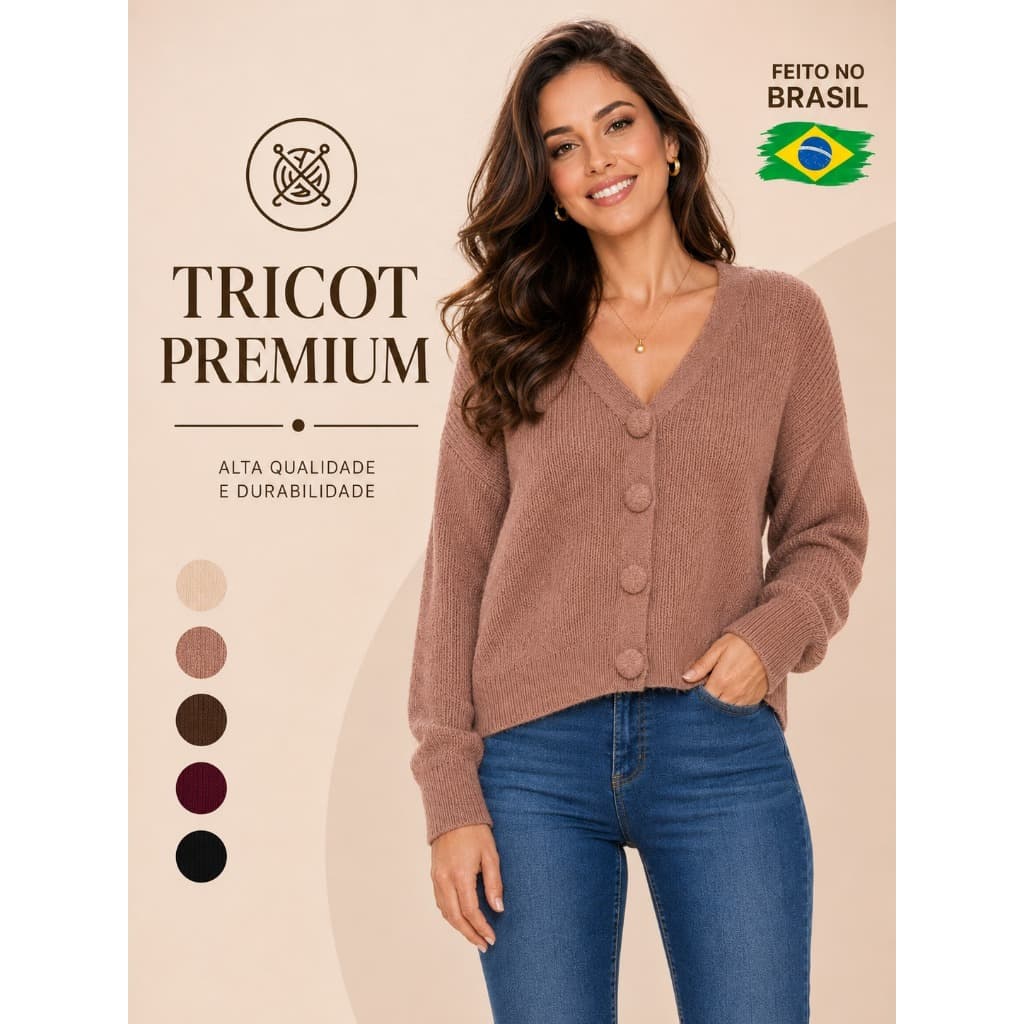 Cardigan Casaco Tricô Amplo Oversized TOQUE DE FIO PLUMA