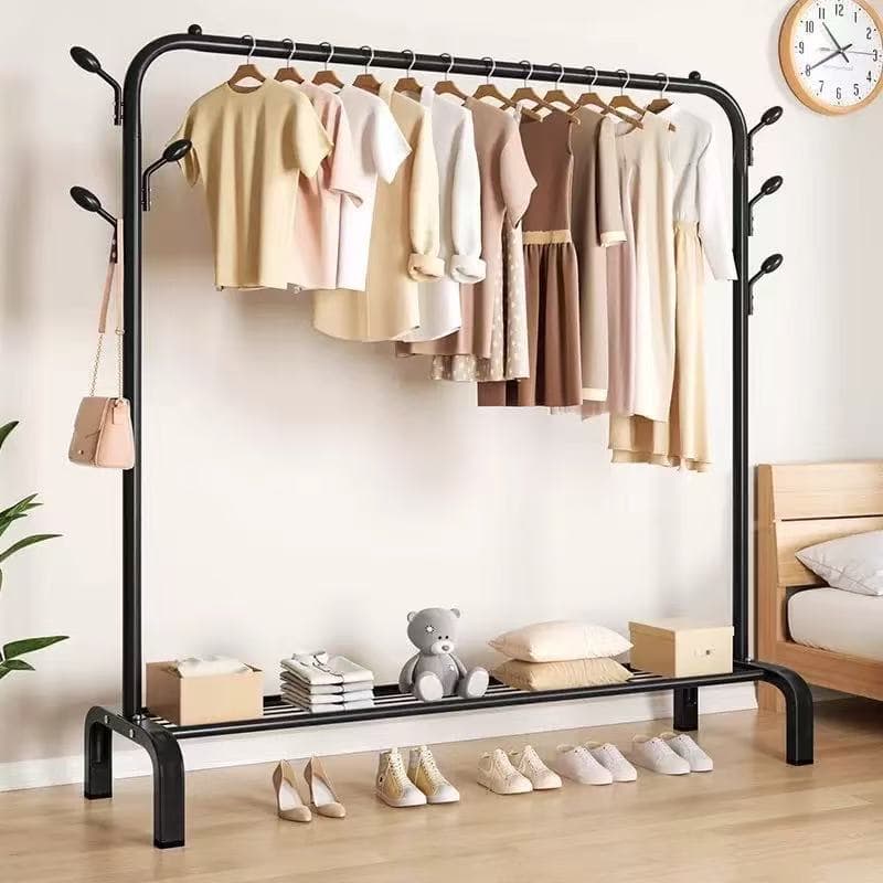 Cabideiro de chão para quarto, varal de secar roupa doméstico, cabideiro de dois níveis