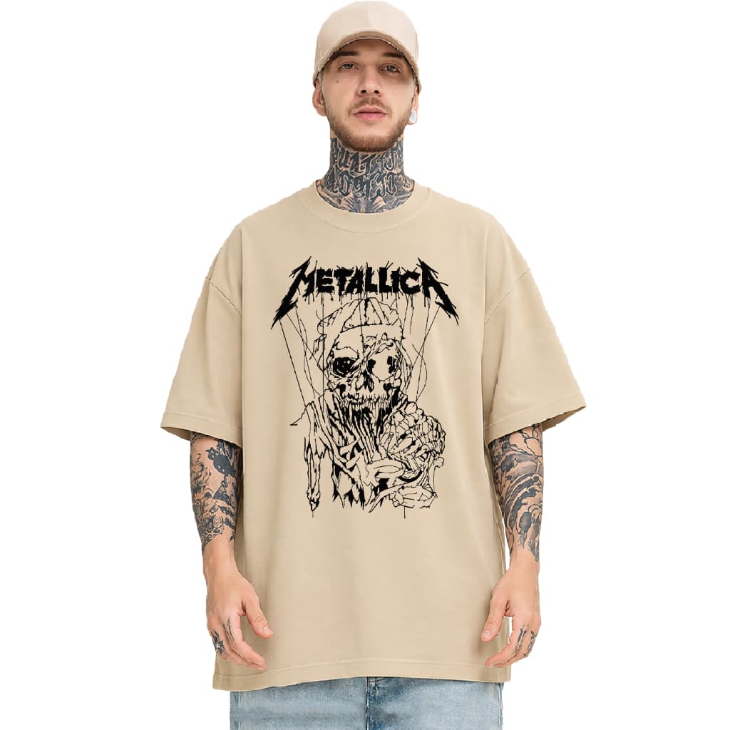 Camiseta Oversized 06 - Metallica Skull Masculina Dark Style