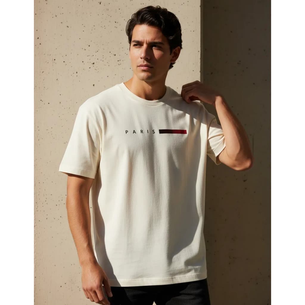 Camiseta De Algodão Masculina Casual- Paris