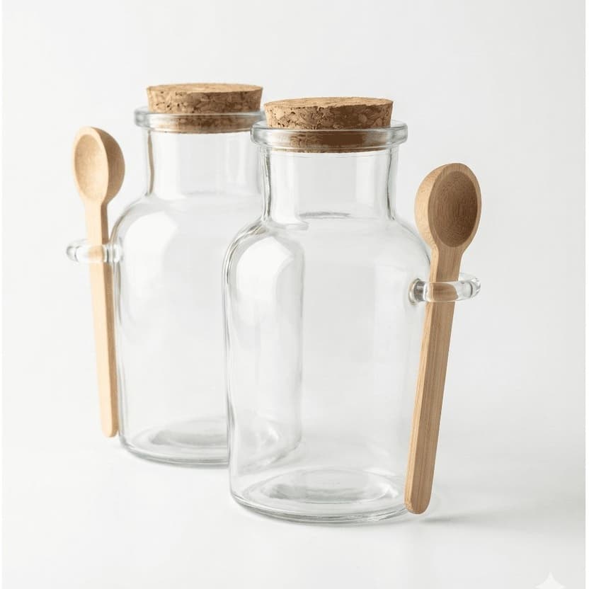 Kit Porta Condimentos Açucareiro Temperos 2 Peças c/ Colher - 100ml