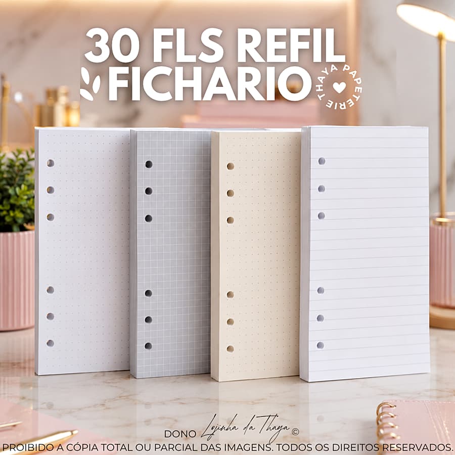 refil fichário binder 30 folhas de 90g pontilhadas quadriculadas brancas pautadas polen bullet journal  a7 a6 a5 a4