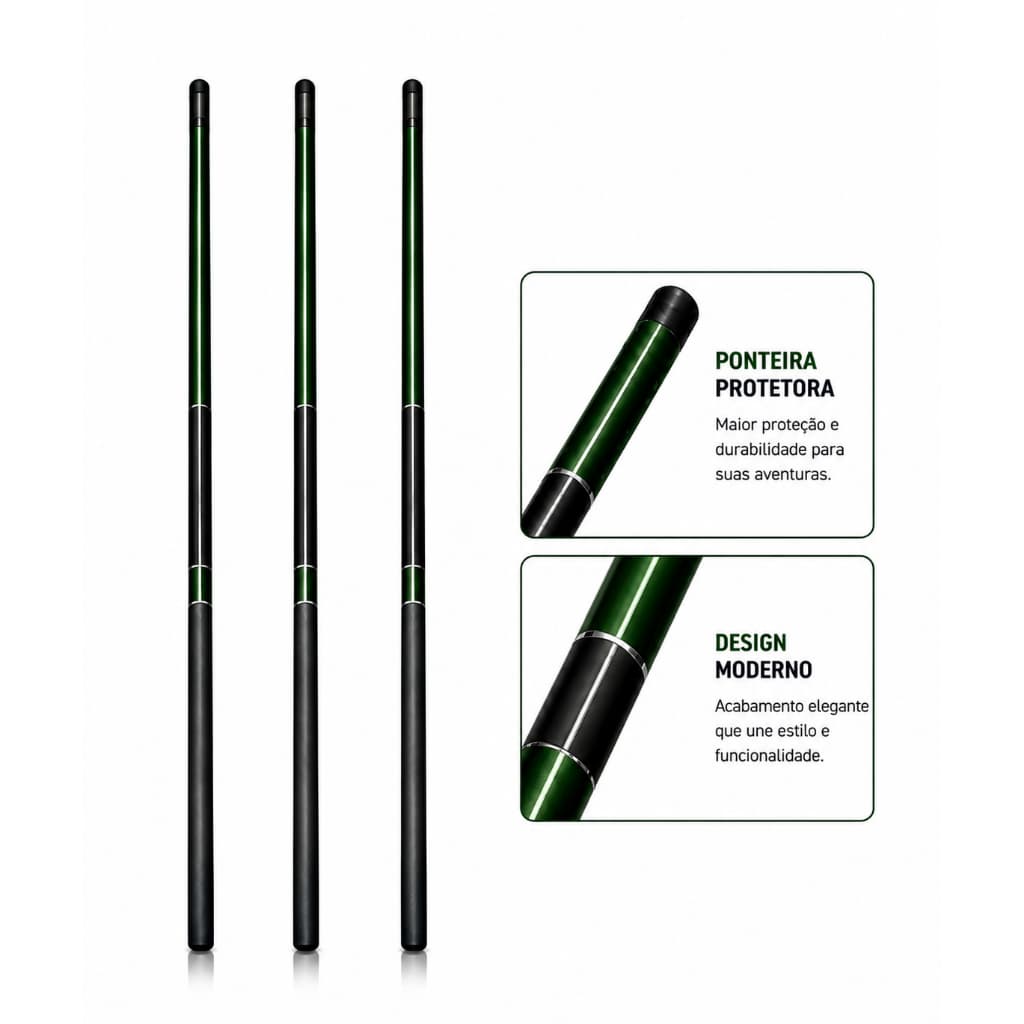 Kit 3 Varas Telescópicas Lisa 3,00M - 40% Carbono  7-17lbs  Cmik