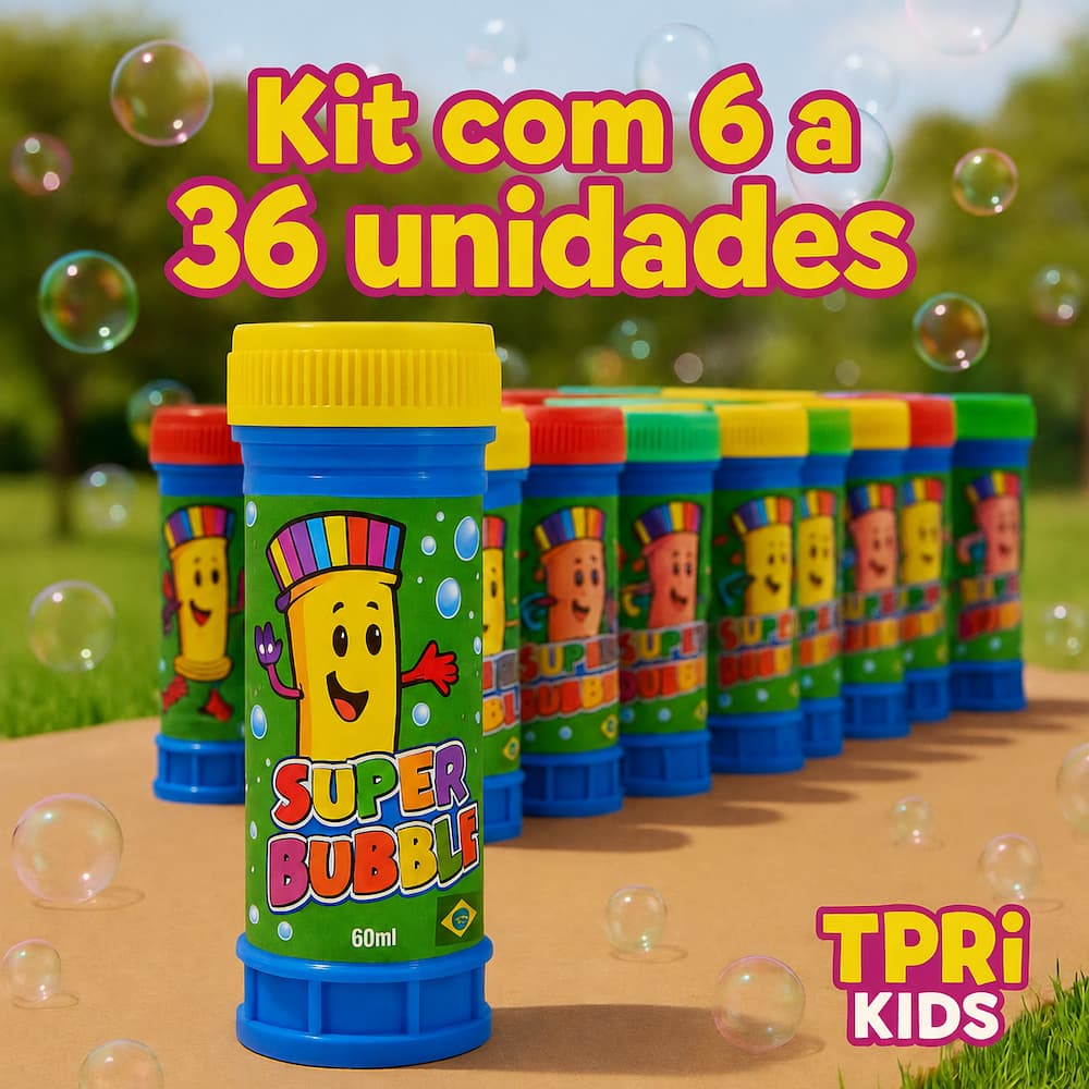 Kit 6 a 36 Bolha de Sabão Brinquedo Infantil Lembrancinha Festa Aniversário Brinde Escolar Junina Top