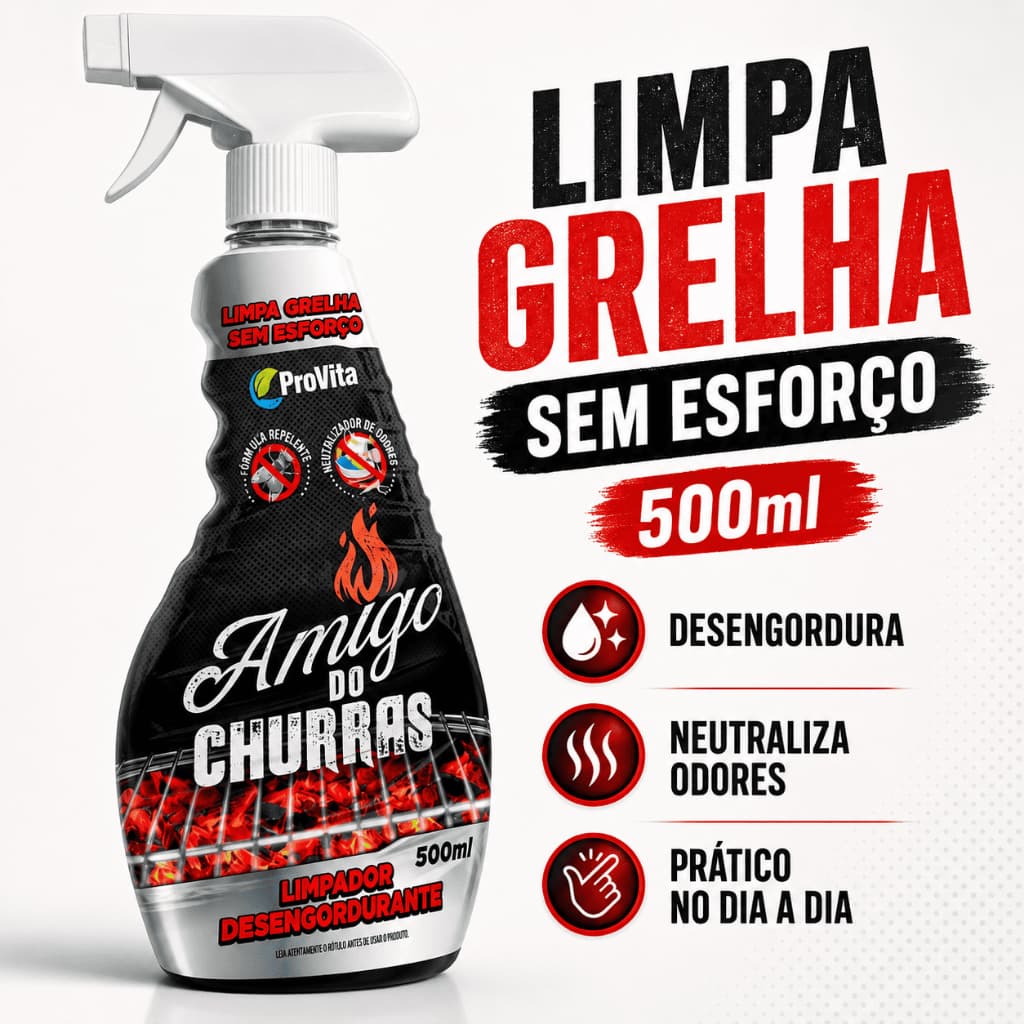 Limpa Grelha Churras Desengordurante Escova Raspador Churrasqueira Forno Fogão Grill Limpeza