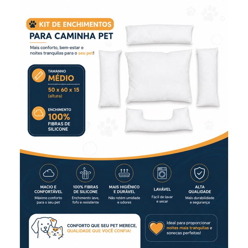 Refil para caminha de cachorro 100% Silicone anti alérgico Premium