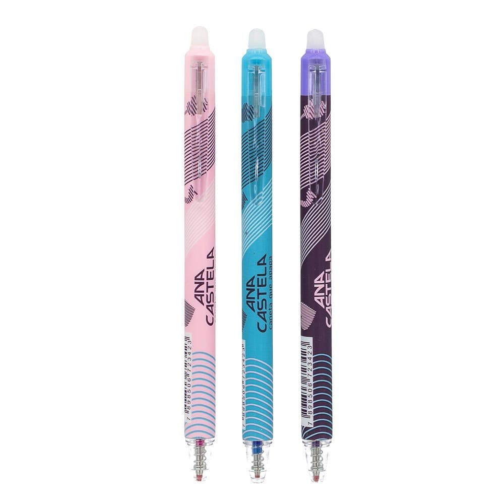 Kit com 3 Canetas Esferográficas Apagáveis Ana Castela Polibrinq