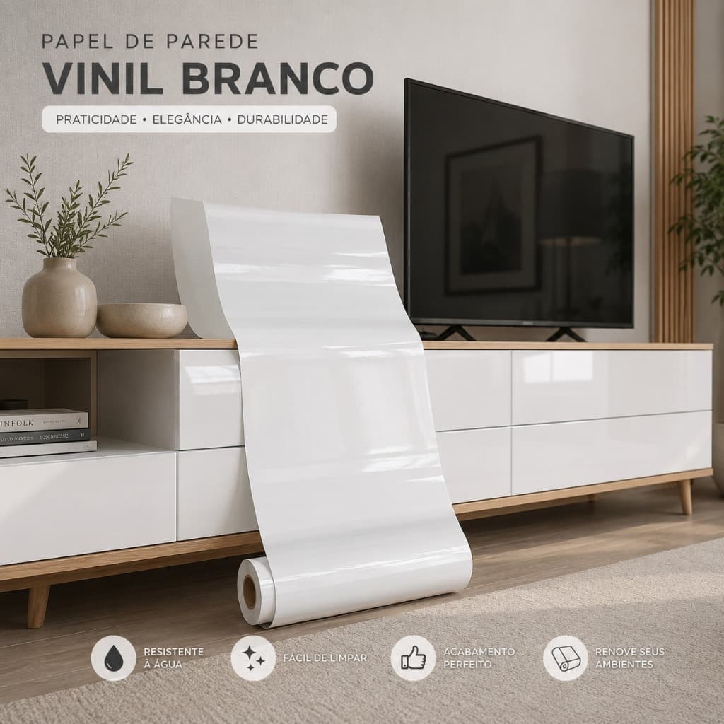Papel De Parede Branco Adesivo Vinílico Impermeável Para Envelopamento de Geladeira e Móveis Corte Fácil Lavá Envio full