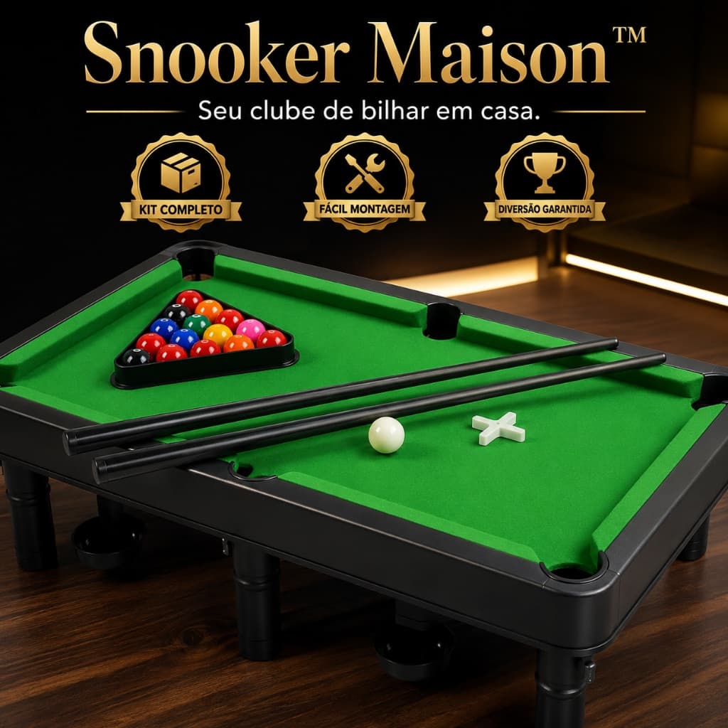 Mesa De Sinuca Infantil Mini Bilhar Snooker Maison Com 2 Tacos Jogo Completo
