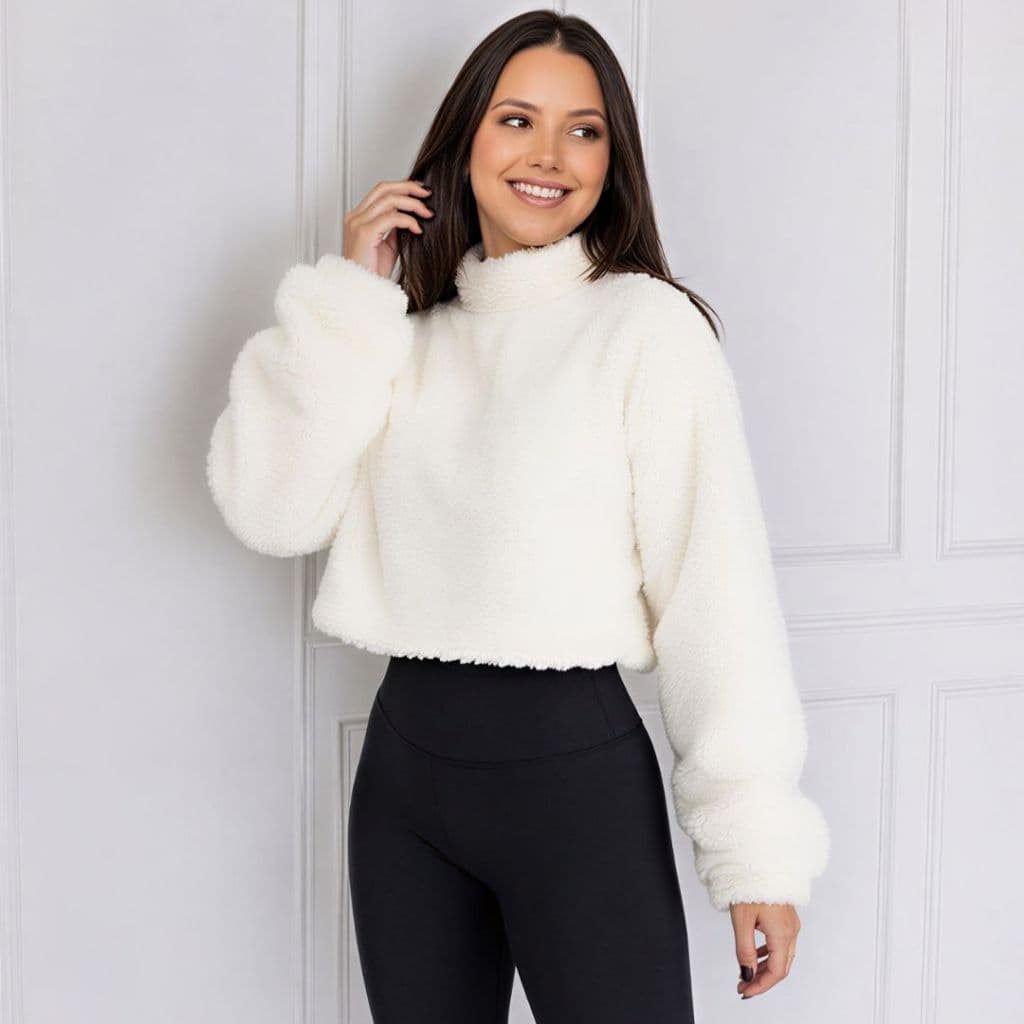 Blusa Feminina Inverno Peluciada Gola Alta