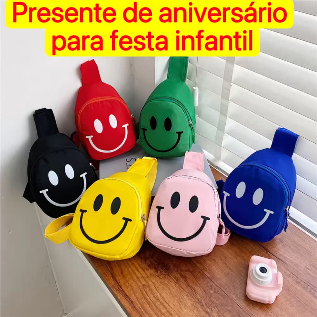 Mini Bolsa Infantil Estampa Sorridente Alça Transversal favorito das crianças
