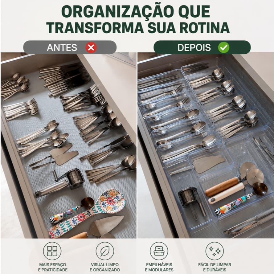 kit 2 Organizador Diamond Cristal Acrílico Maquiagem, Escritório e Cozinha