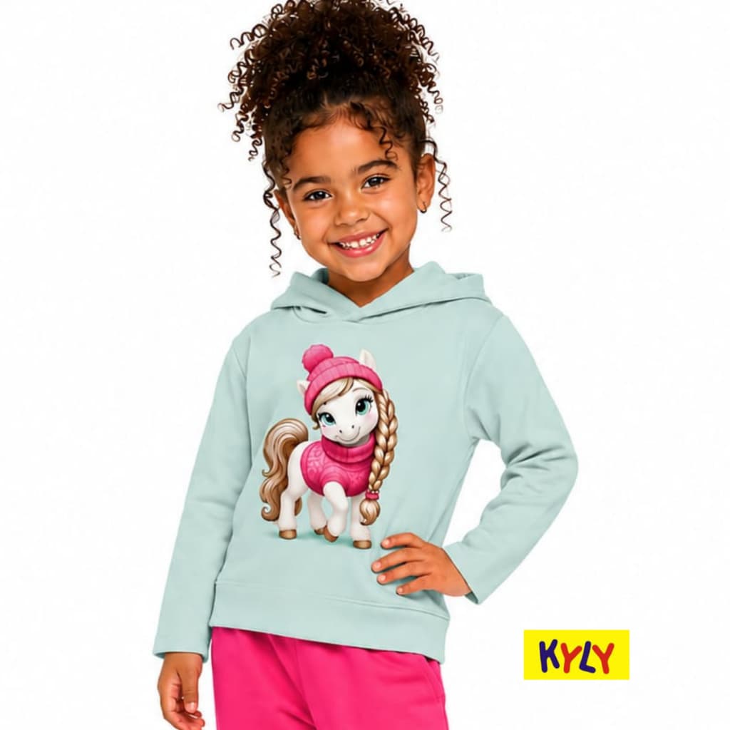 Conjunto infantil moletom flanelado com capuz  menina Kyly tamanhos 4 ao 8 1001531
