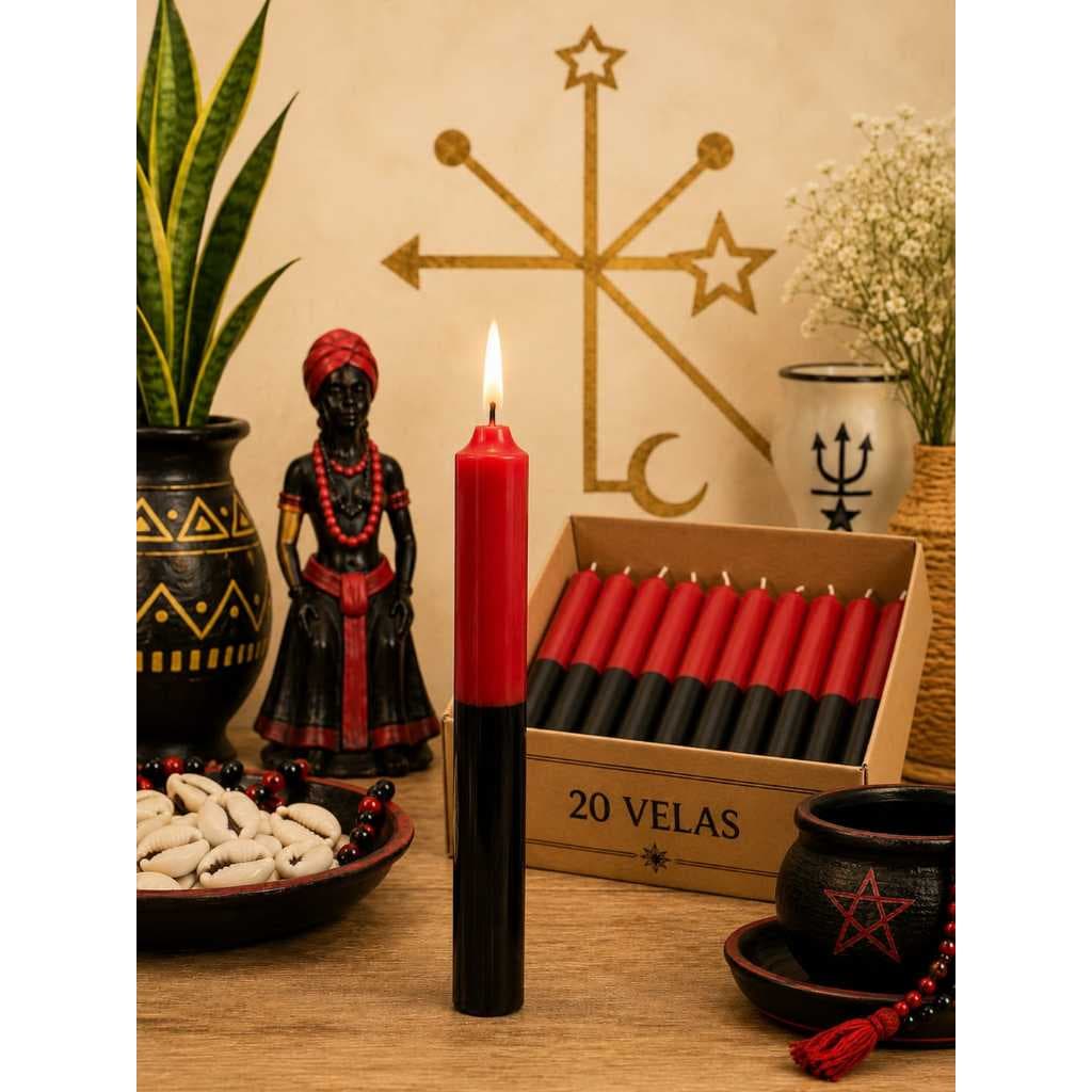 500g de Velas Palito 16cm Coloridas e Bicolor Umbanda Candomblé - 20 Unidades