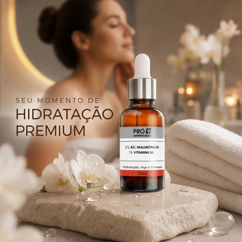 Sérum Ácido Hialurônico 2% + Vitamina B5 1% Hidratação, Viço e Firmeza 30ml