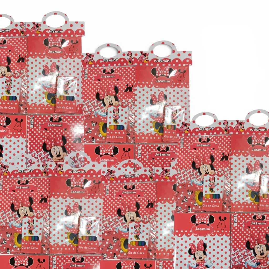 REVISTINHA de Colorir com Giz de Cera Personalizado - FESTAS E LEMBRANCINHAS - MINNIE VERMELHA - VERSÃO I e VERSÃO II
