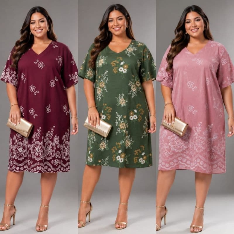 vestido femenina plus size G1 soltinho  gola V casual