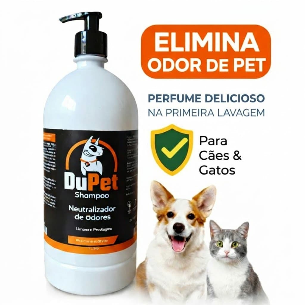 DuPet Shampoo 1 Litro – Neutraliza Odor, Limpeza Profunda Alto Rendimento - Pet/Cão/Gato