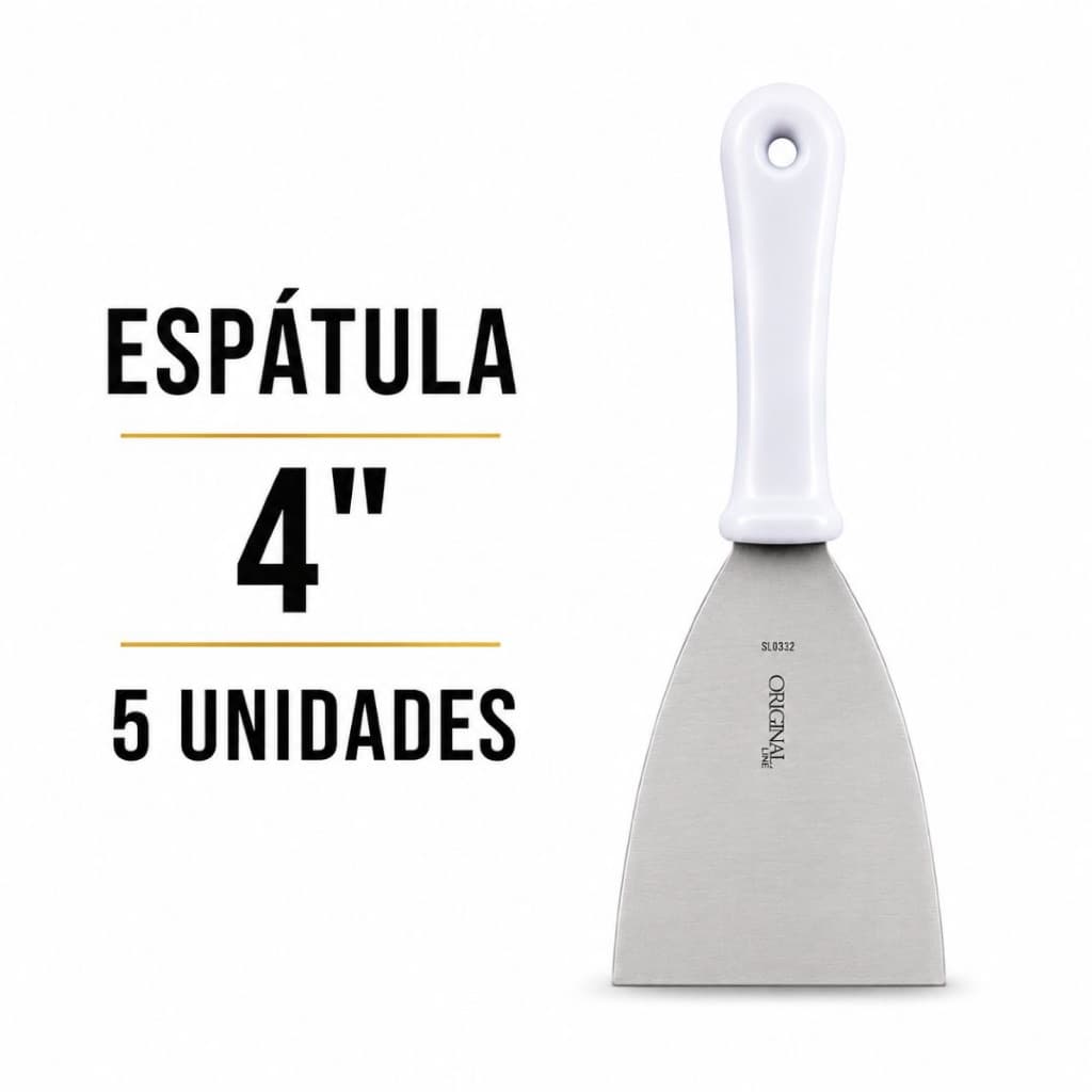 5 Espátulas Reta 4 Polegadas Aço Inox Alta Durabilidade