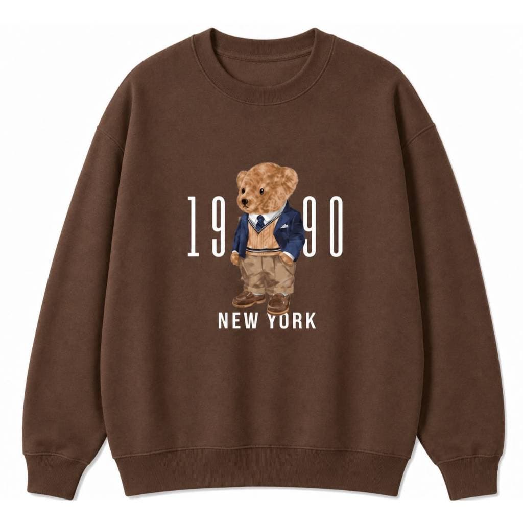 POLAR BEAR Moletom Careca Sem Capuz Casual Estilo Ideal Para O Inverno Confortavel Estampado 1990