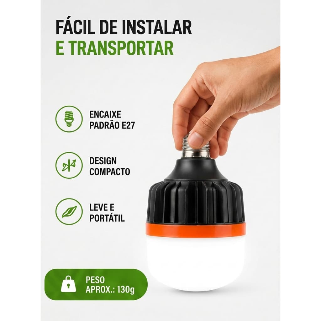 Lâmpada LED Recarregável E27 Emergência Portátil Prática COD XK-3840