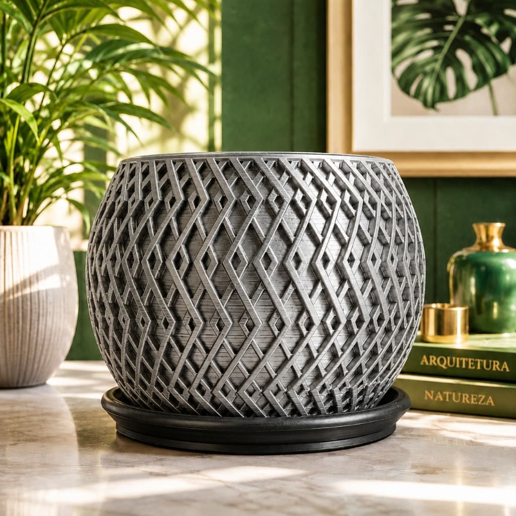 Vaso para Plantas com Prato Decorativo Estilo Moderno