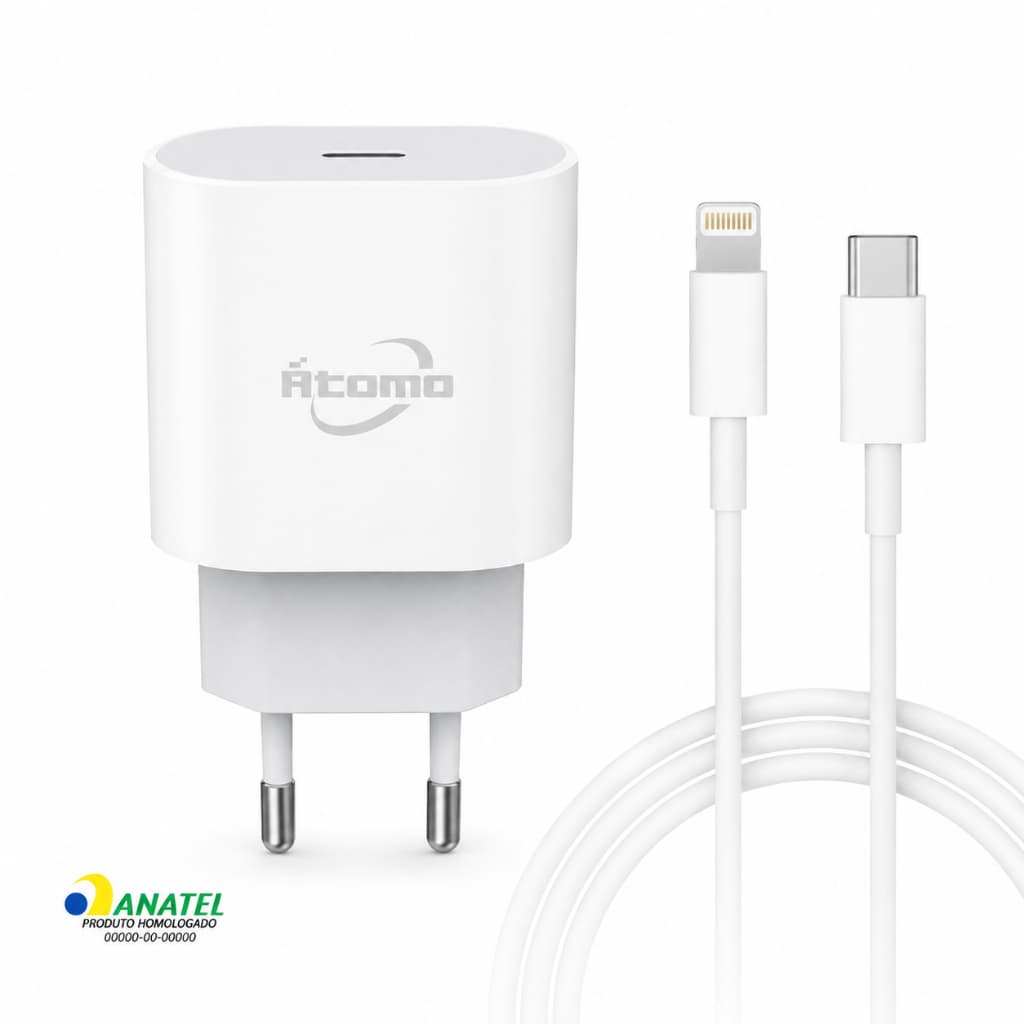 Carregador Turbo 20W  USB-C Lightning iPhone PD Homologado Anatel