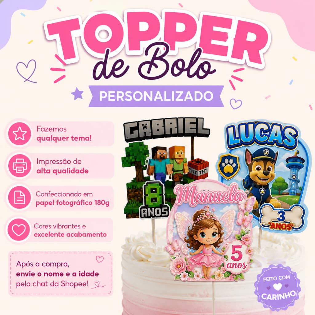 Topo de bolo personalizado - qualquer tema