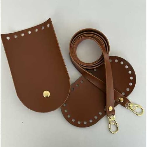 Kit Para Mini Bag  Alça + Aba +fundo Couro Ecológico ideal para bolsas de crochê alça