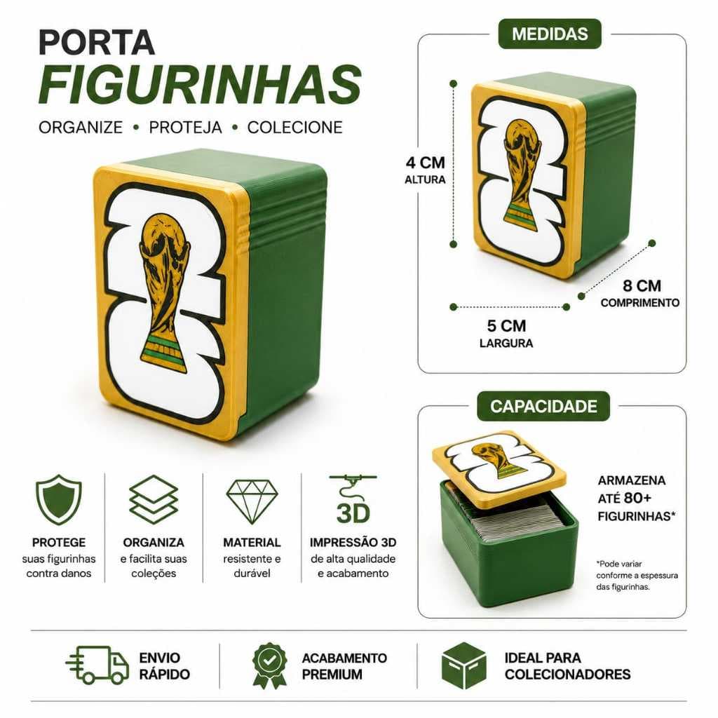 Caixa Organizadora Figurinhas Copa 2026 Case Caixa Estojo Troca Coleção Album da Copa