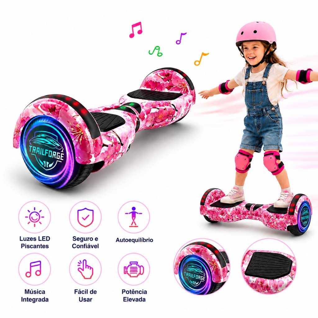 Hoverboard 6.5“ 500W 18km Led Bluetooth Bateria De Grande Capacidade