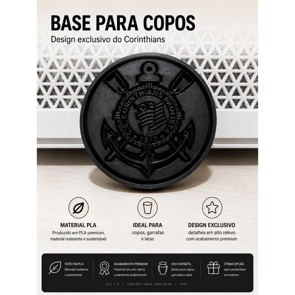 Porta Copos Corinthians All Black
