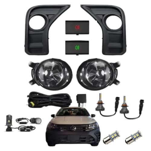 Kit Farol Milha + Led 6000k HB4 LED Farol Principal H4 Canhão Saveiro TrendLine Robust Cd Cs 1.6 2024 2025 2026 2027