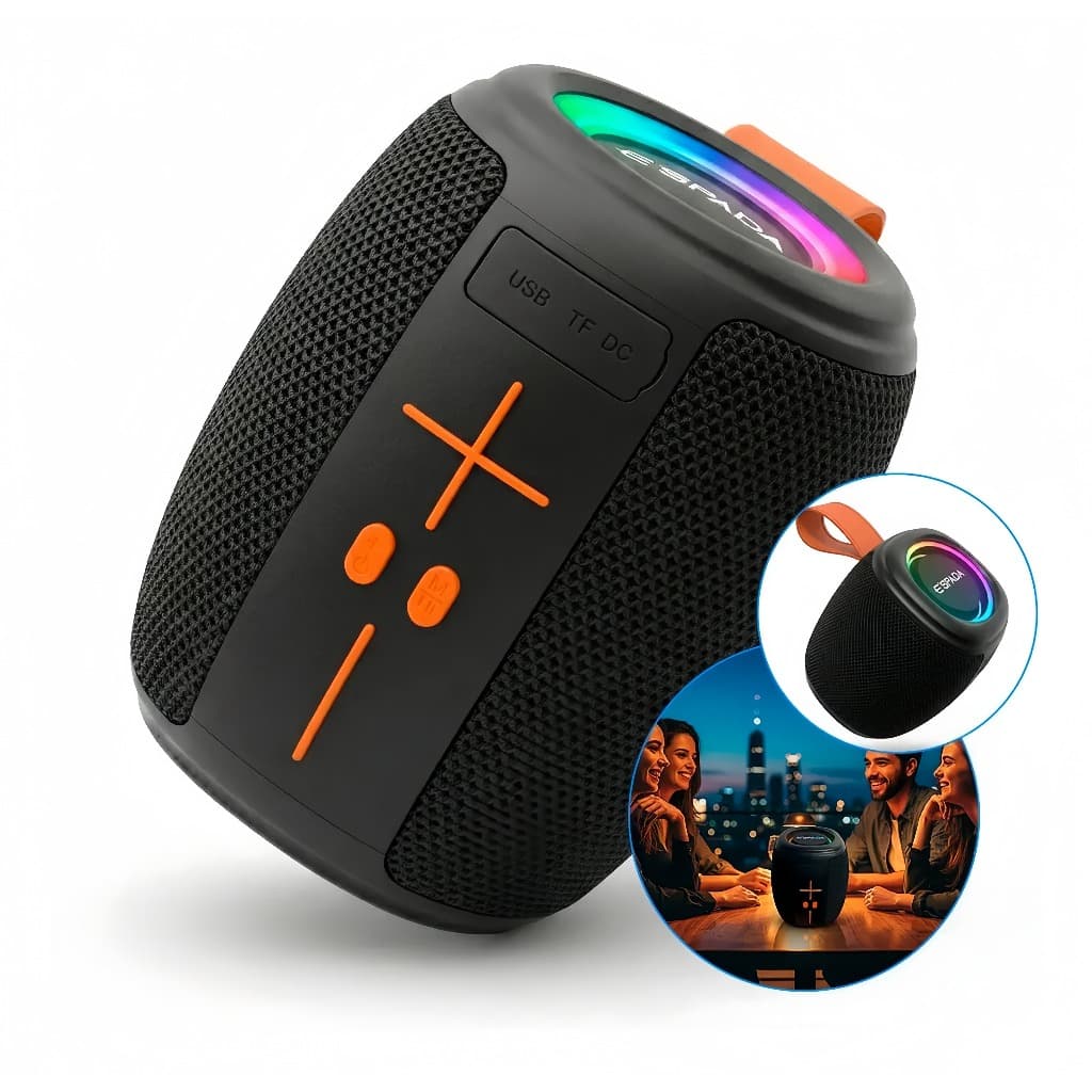 Caixa De Som Portátil Espada Bluetooth Rgb A Prova D'agua SM-38E