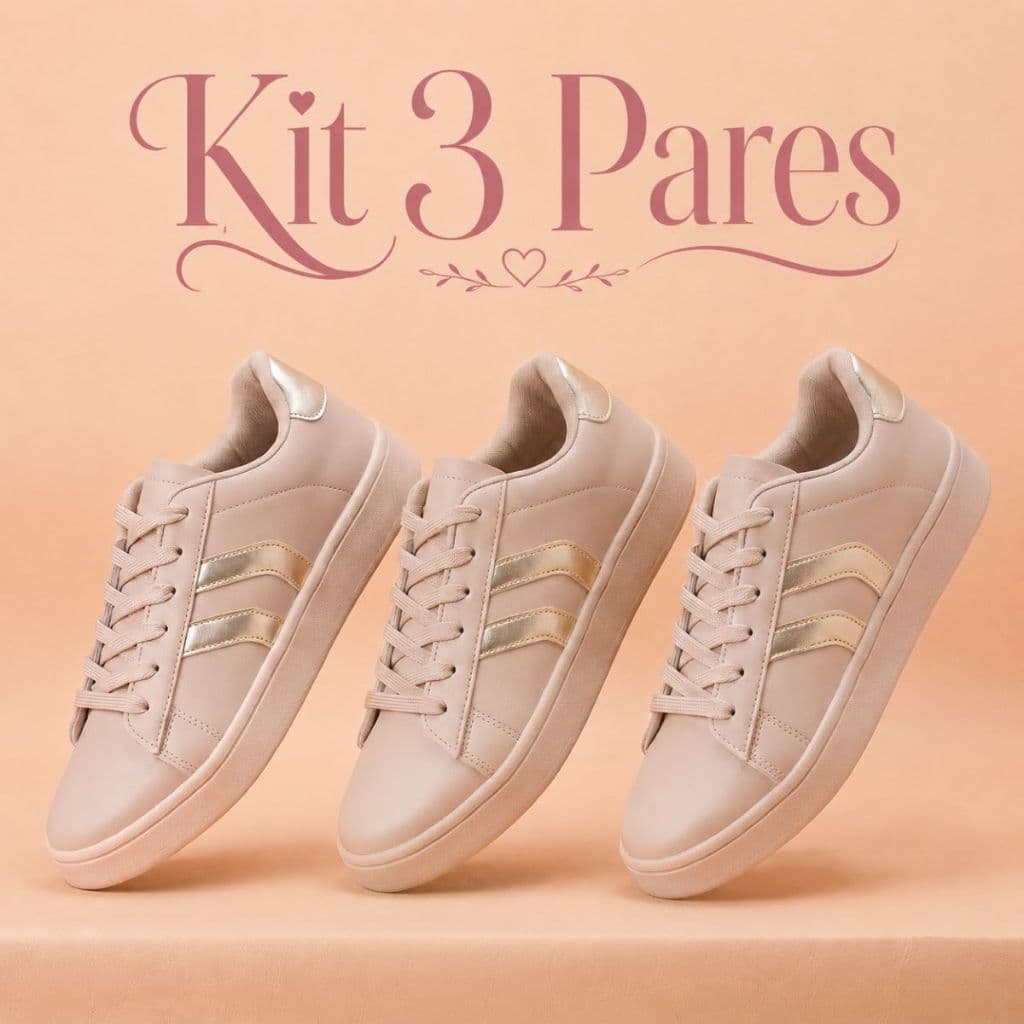 Kit 3 Tênis Feminino Casual Lindo Delicado Macio Sola Antiderrapante Premium