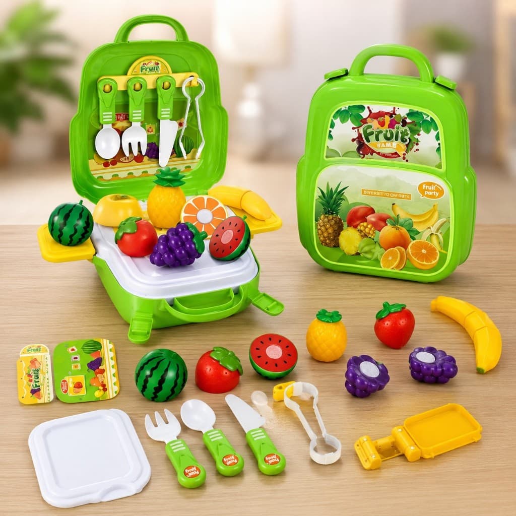 Maleta De Frutas Infantil 3 Em 1 Didática Educativa Fruit Game Brinquedo Pedagógico Para Montar