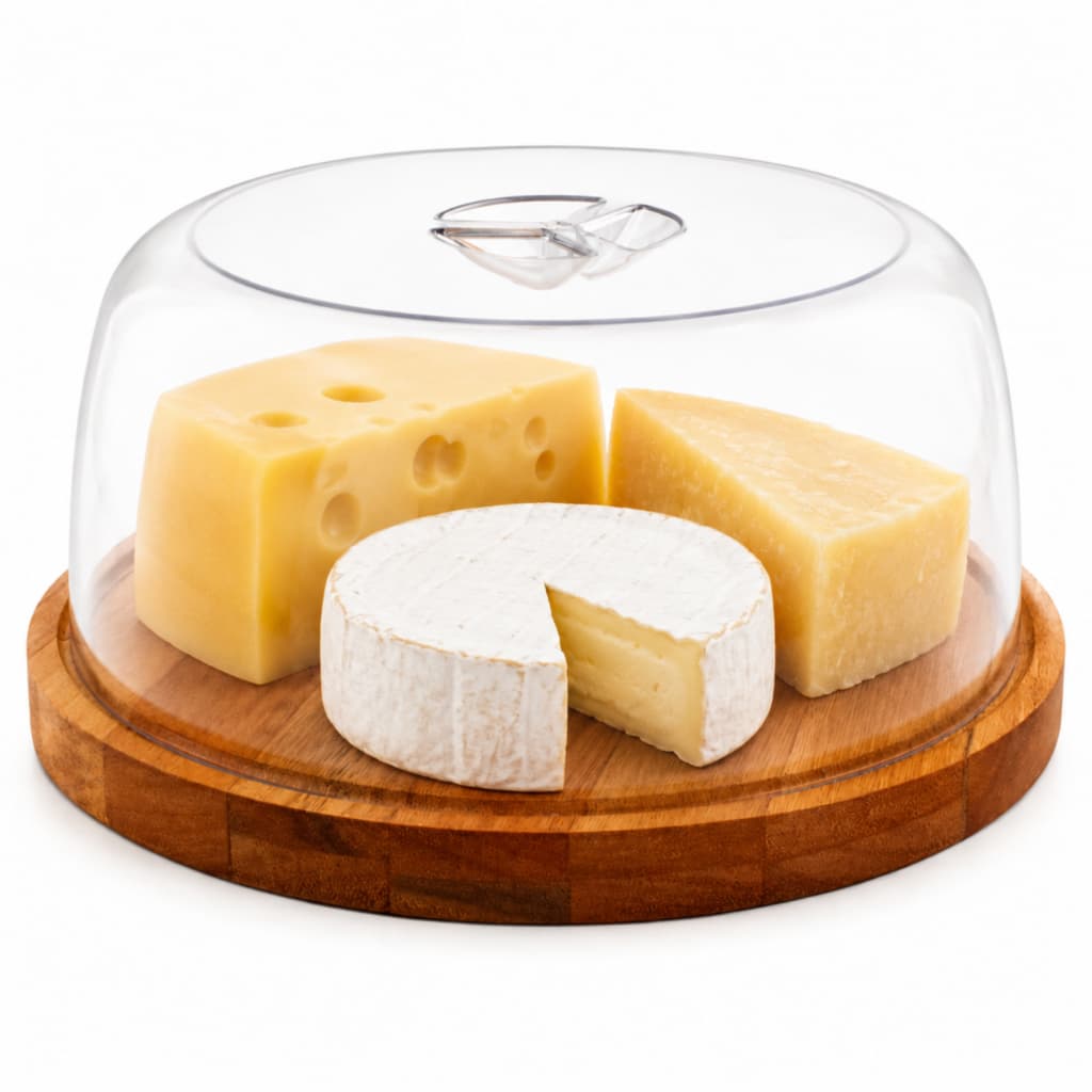 Queijeira Porta Queijo de Madeira com Tampa Acrílica Domama Essence