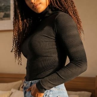 Blusa Cacharrel Feminina Canelada Manga Longa Gola Alta Segunda Pele Inverno