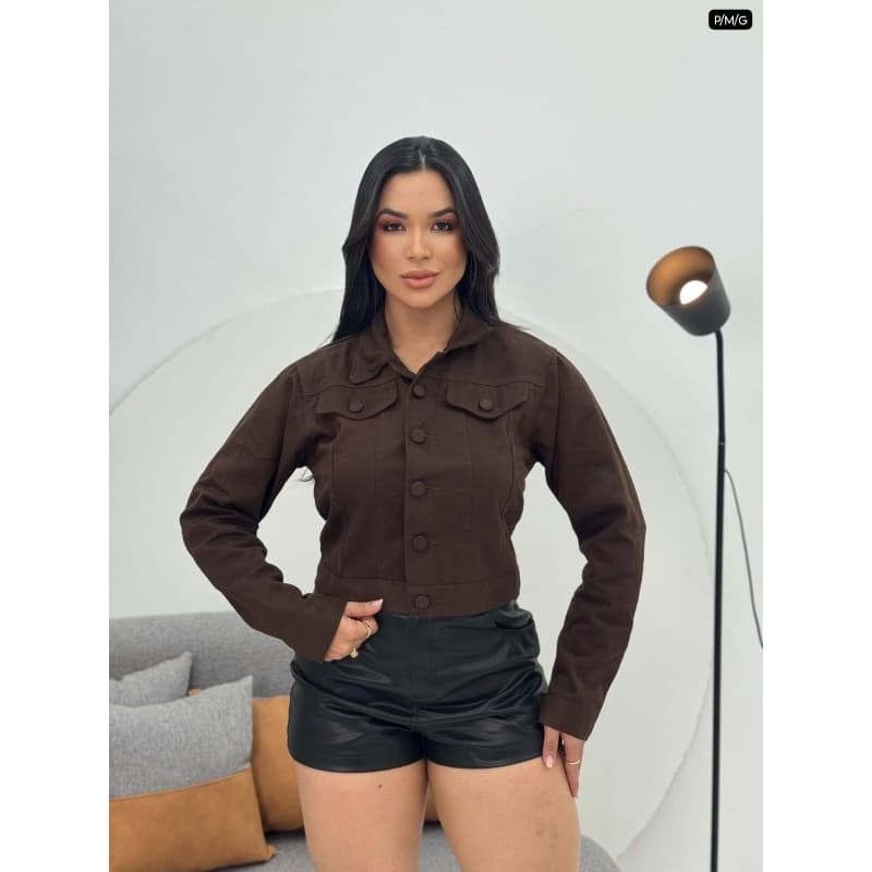jaqueta jeans feminina cor marrom