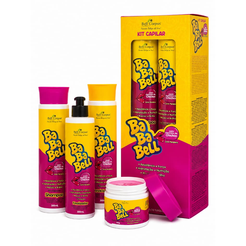 Kit Capilar BabaBell  4 Itens Shampoo, Condicionador, Mascara Hidratação e Finalizador - Bell Corpus