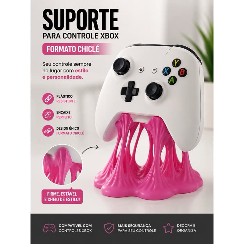 Suporte para Controle Xbox Formato Chiclé | Organizador Gamer Decorativo em PLA Premium