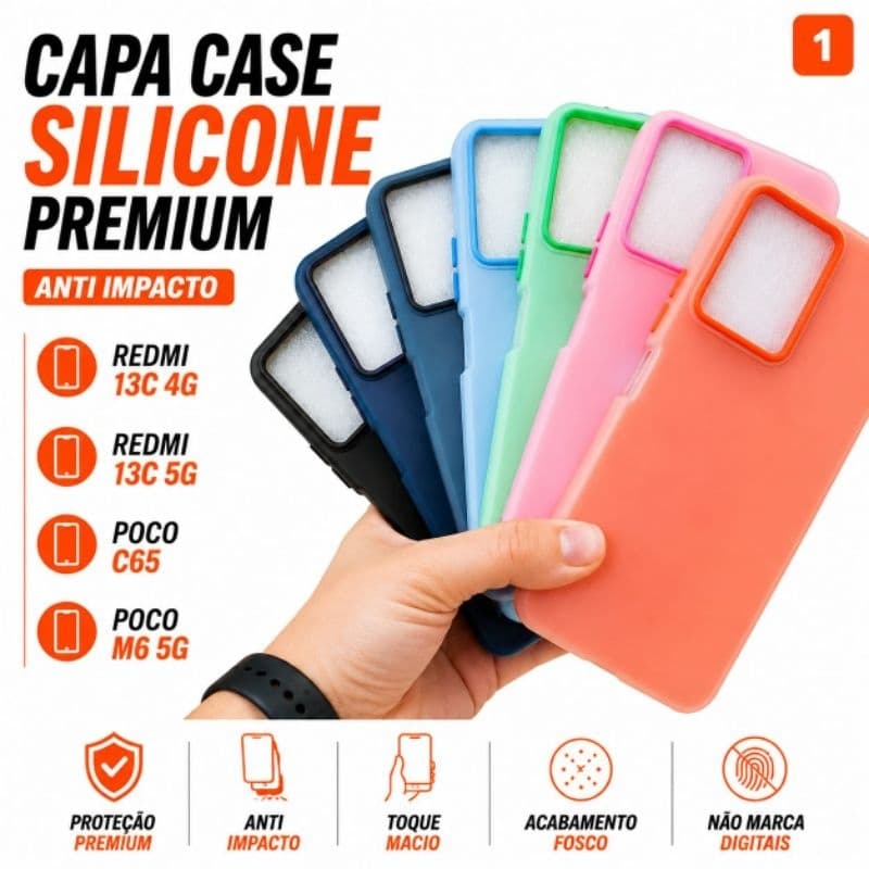 Capa Case Redmi 13C 5G /Poco C65 / 4G / Poco M6 5G Silicone Premium Capinha Anti Impacto Aveludada